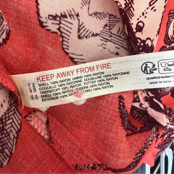 NWT by Anthropologie Puff Sleeve Smocked Midi Long Dress Coral Floral - Picture 9 of 10